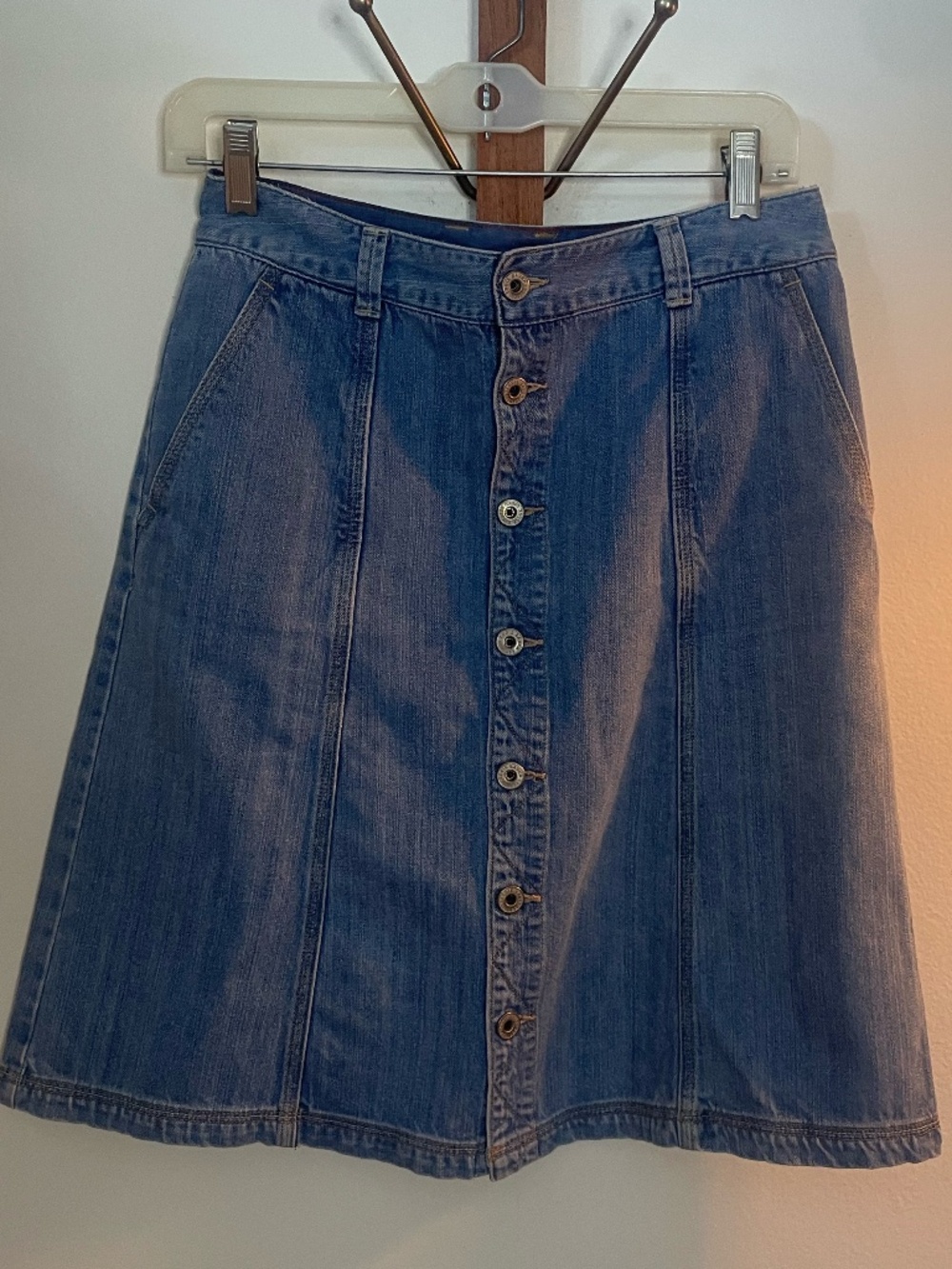 Vintage 90's  Button Front A-Line Eddie Bauer Jean Skirt Size 2
